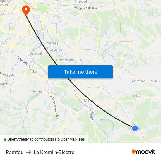 Pamfou to Le Kremlin-Bicetre map