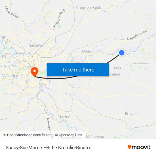 Saacy-Sur-Marne to Le Kremlin-Bicetre map
