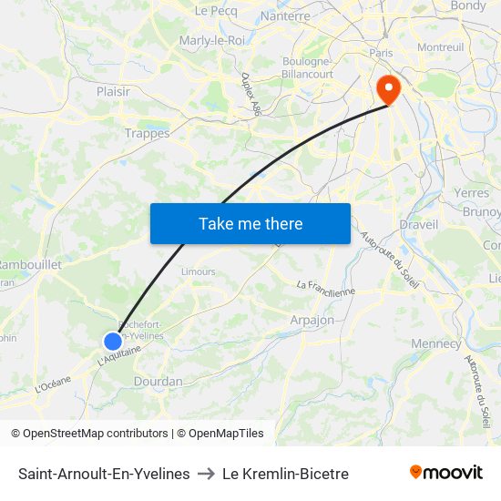 Saint-Arnoult-En-Yvelines to Le Kremlin-Bicetre map