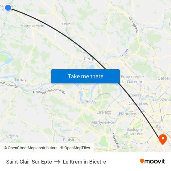 Saint-Clair-Sur-Epte to Le Kremlin-Bicetre map