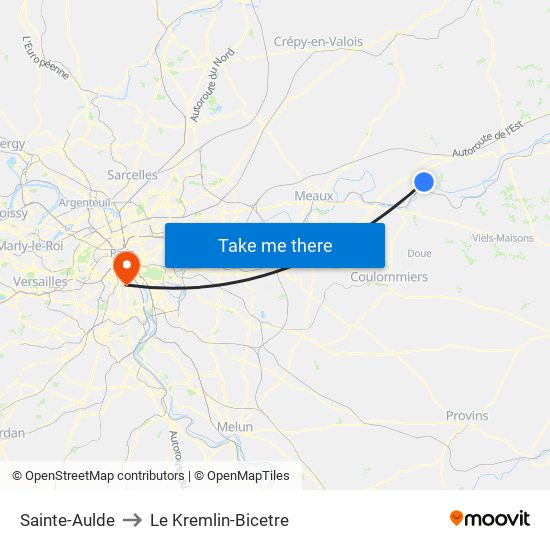Sainte-Aulde to Le Kremlin-Bicetre map