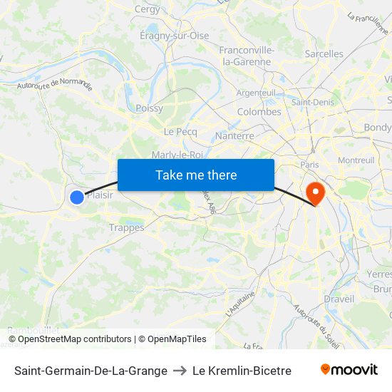 Saint-Germain-De-La-Grange to Le Kremlin-Bicetre map