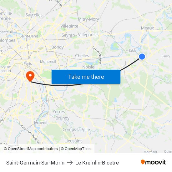 Saint-Germain-Sur-Morin to Le Kremlin-Bicetre map