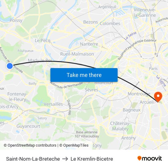 Saint-Nom-La-Breteche to Le Kremlin-Bicetre map