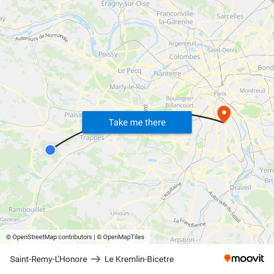 Saint-Remy-L'Honore to Le Kremlin-Bicetre map