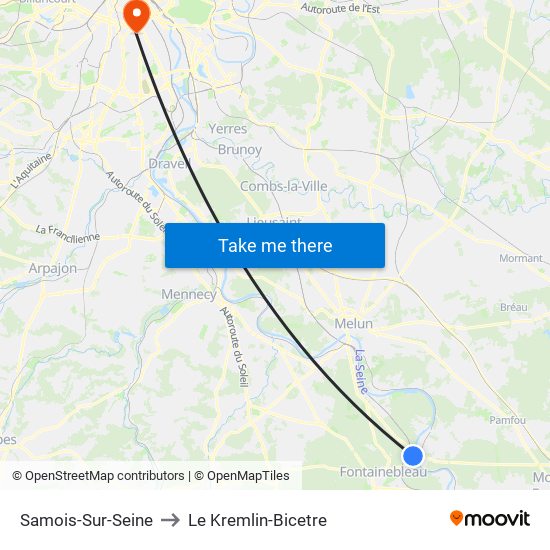 Samois-Sur-Seine to Le Kremlin-Bicetre map