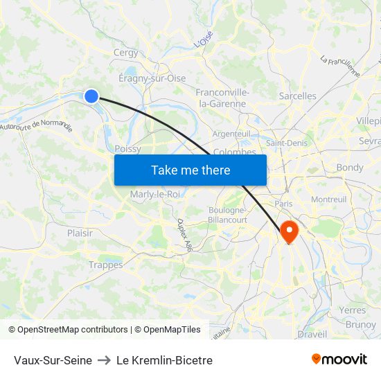 Vaux-Sur-Seine to Le Kremlin-Bicetre map