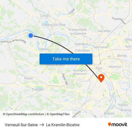 Verneuil-Sur-Seine to Le Kremlin-Bicetre map