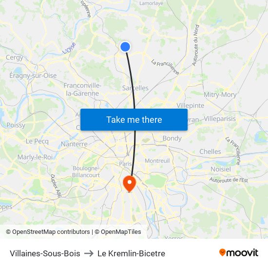 Villaines-Sous-Bois to Le Kremlin-Bicetre map