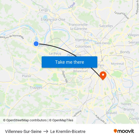 Villennes-Sur-Seine to Le Kremlin-Bicetre map