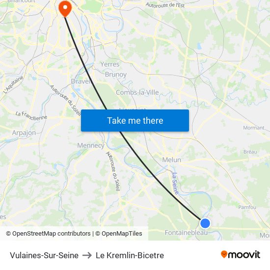 Vulaines-Sur-Seine to Le Kremlin-Bicetre map