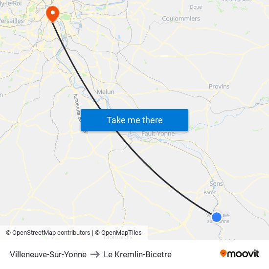 Villeneuve-Sur-Yonne to Le Kremlin-Bicetre map
