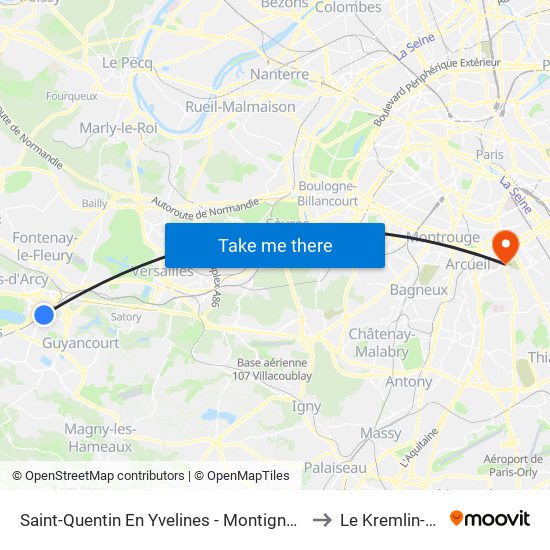 Saint-Quentin En Yvelines - Montigny-Le-Bretonneux to Le Kremlin-Bicetre map