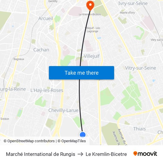 Marché International de Rungis to Le Kremlin-Bicetre map
