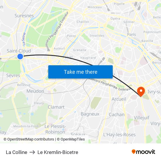 La Colline to Le Kremlin-Bicetre map