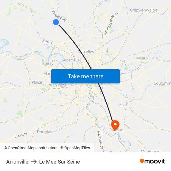 Arronville to Le Mee-Sur-Seine map