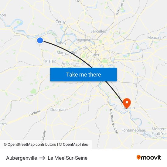 Aubergenville to Le Mee-Sur-Seine map