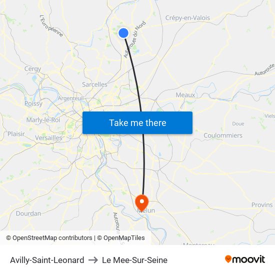 Avilly-Saint-Leonard to Le Mee-Sur-Seine map