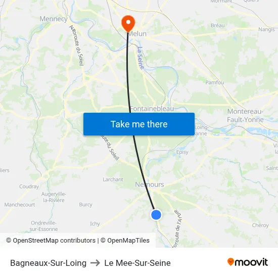 Bagneaux-Sur-Loing to Le Mee-Sur-Seine map