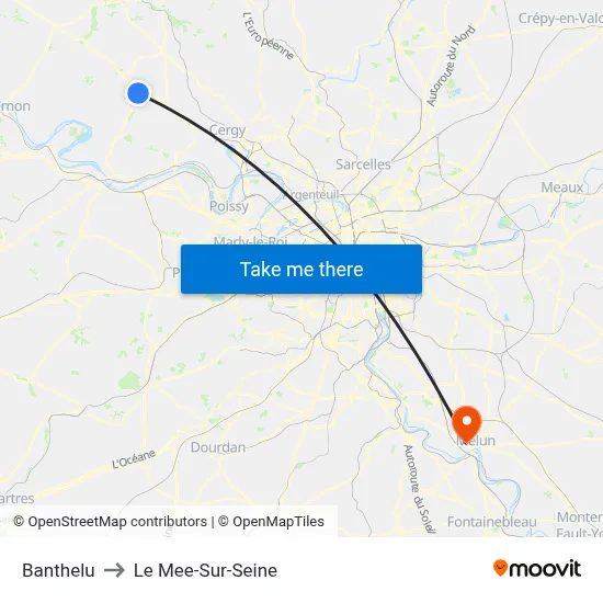 Banthelu to Le Mee-Sur-Seine map