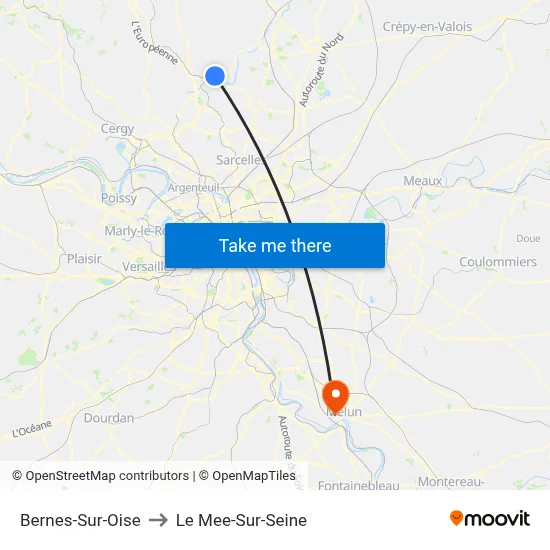 Bernes-Sur-Oise to Le Mee-Sur-Seine map