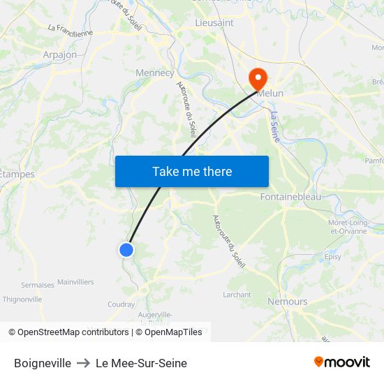 Boigneville to Le Mee-Sur-Seine map
