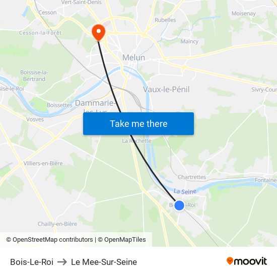 Bois-Le-Roi to Le Mee-Sur-Seine map