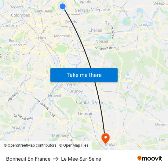 Bonneuil-En-France to Le Mee-Sur-Seine map