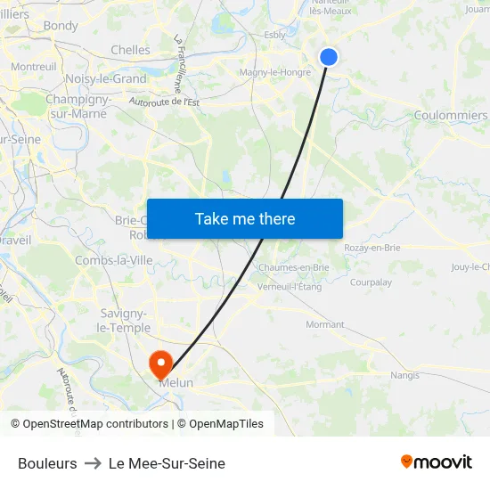 Bouleurs to Le Mee-Sur-Seine map