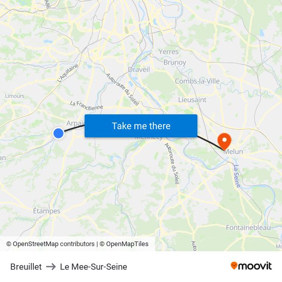 Breuillet to Le Mee-Sur-Seine map