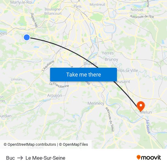 Buc to Le Mee-Sur-Seine map
