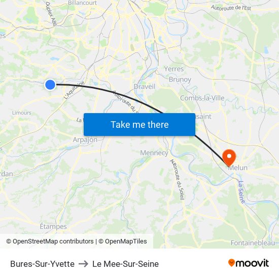 Bures-Sur-Yvette to Le Mee-Sur-Seine map