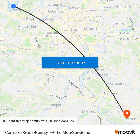 Carrieres-Sous-Poissy to Le Mee-Sur-Seine map