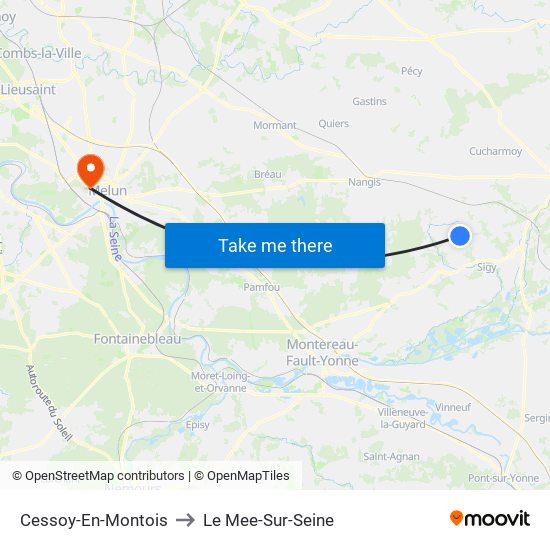 Cessoy-En-Montois to Le Mee-Sur-Seine map