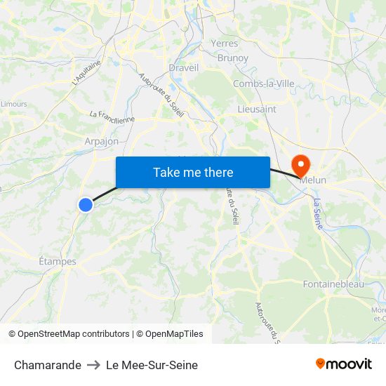 Chamarande to Le Mee-Sur-Seine map
