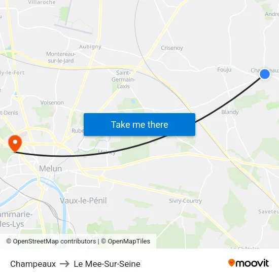 Champeaux to Le Mee-Sur-Seine map