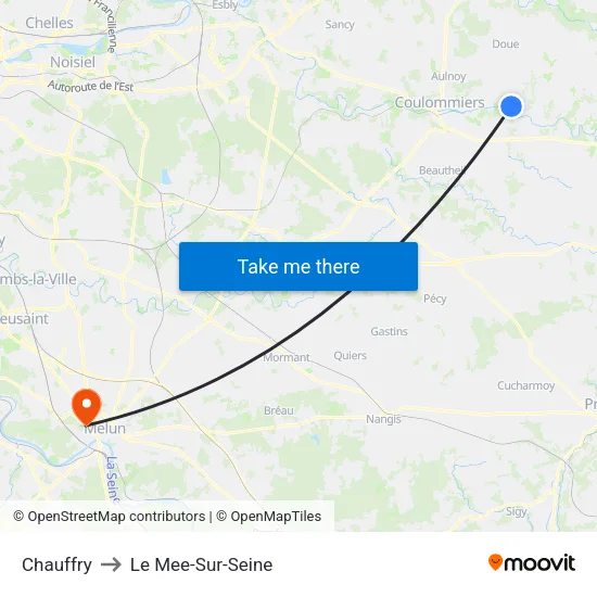 Chauffry to Le Mee-Sur-Seine map