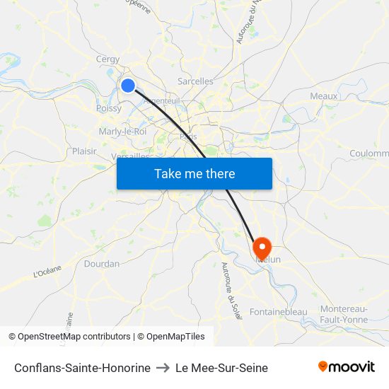 Conflans-Sainte-Honorine to Le Mee-Sur-Seine map