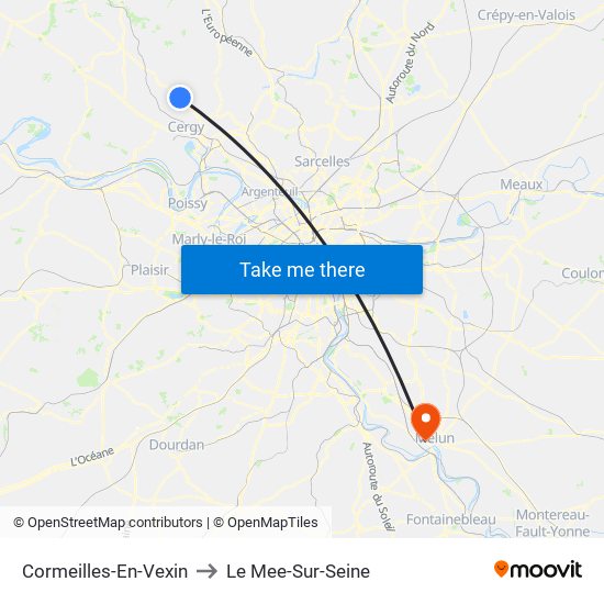 Cormeilles-En-Vexin to Le Mee-Sur-Seine map