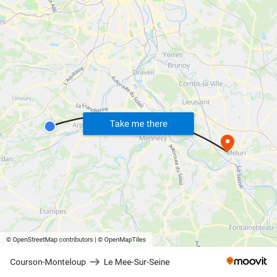 Courson-Monteloup to Le Mee-Sur-Seine map