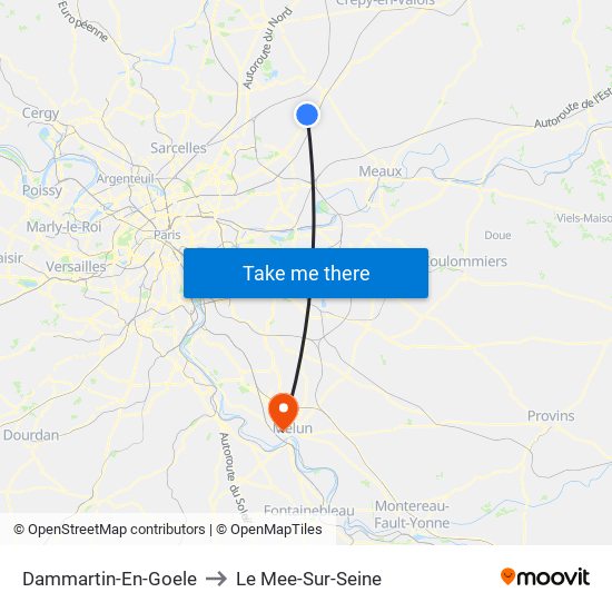 Dammartin-En-Goele to Le Mee-Sur-Seine map