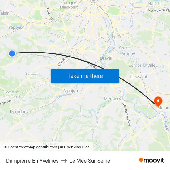 Dampierre-En-Yvelines to Le Mee-Sur-Seine map
