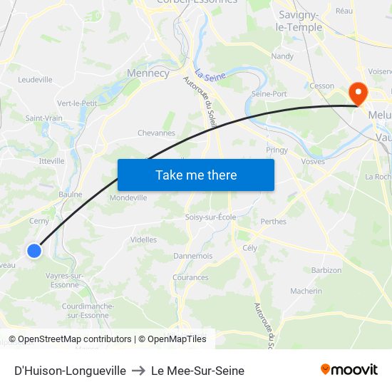 D'Huison-Longueville to Le Mee-Sur-Seine map