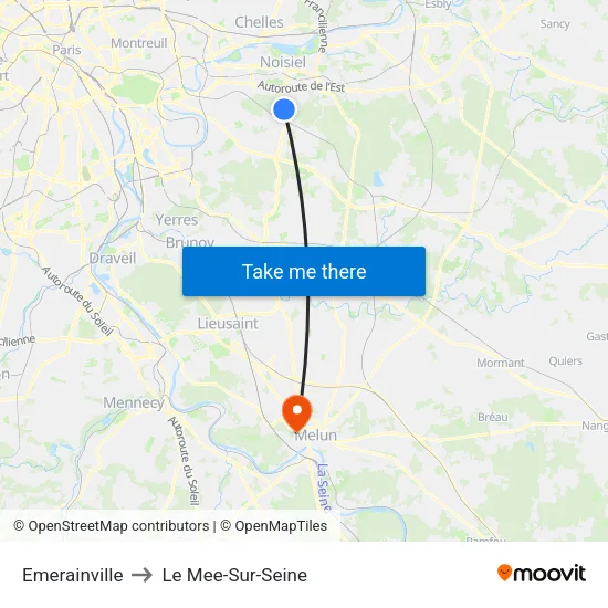 Emerainville to Le Mee-Sur-Seine map