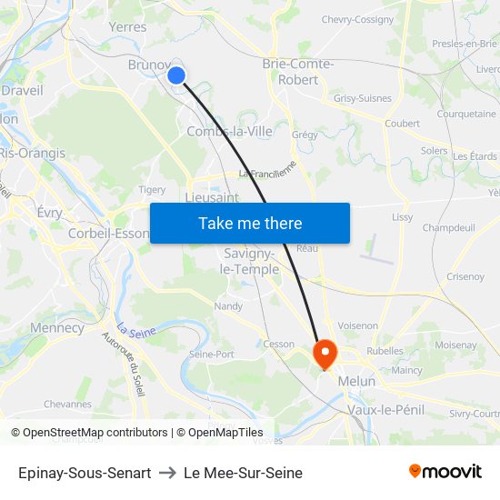 Epinay-Sous-Senart to Le Mee-Sur-Seine map
