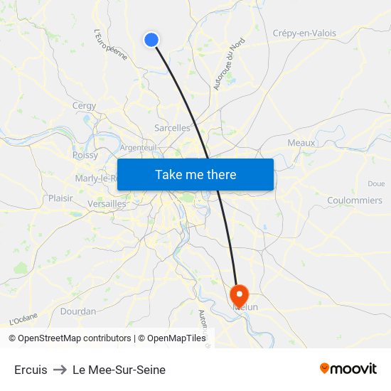 Ercuis to Le Mee-Sur-Seine map