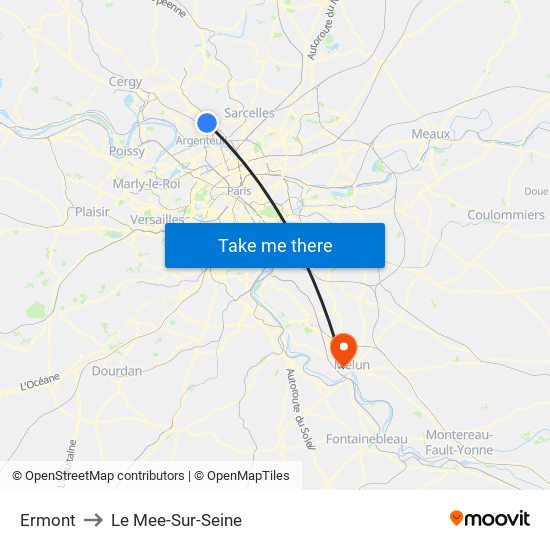 Ermont to Le Mee-Sur-Seine map