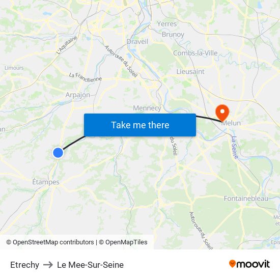 Etrechy to Le Mee-Sur-Seine map