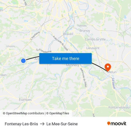 Fontenay-Les-Briis to Le Mee-Sur-Seine map