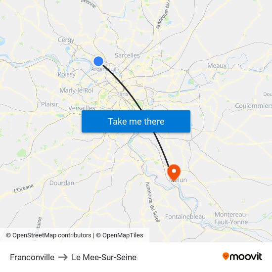 Franconville to Le Mee-Sur-Seine map